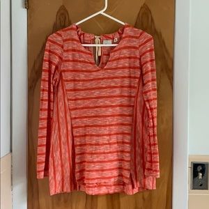 Anthropologie postmark orange stripe tie back top,